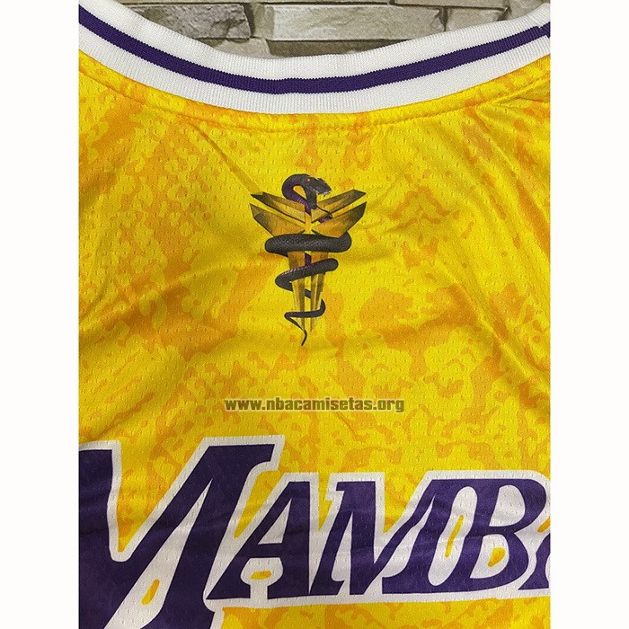 Camiseta Los Angeles Lakers Kobe Bryant NO 24 Mamba Amarillo